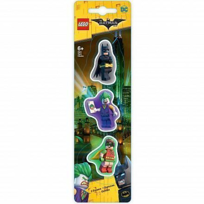 51760 Набор ластиков (3 шт.) LEGO Batman Movie (Лего Фильм: Бэтмен)- Batman/Robin/The Joker