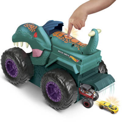 GYL13 Игровой набор Hot Wheels Автовоз Монстр Трак - Хищный Мега Рекс, в наборе с машинкой 1:64