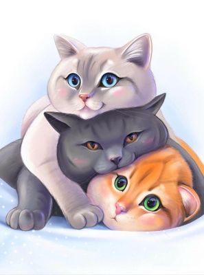 Набор для творчества Рыжий кот Алмазная мозаика Семья милых котиков блестящая без подрамника на карт