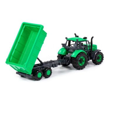 Трактор Полесье Прогресс с прицепом инерционный зелёный в коробке