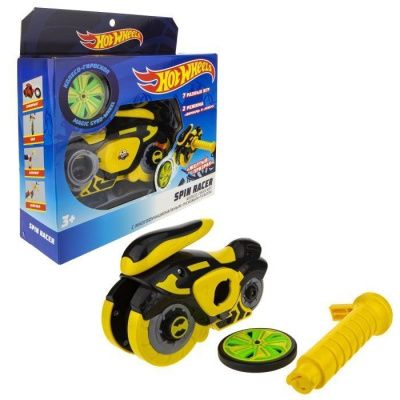 Hot Wheels Spin Racer "Желтый Призрак", пусковой механизм с диском, 16 см, желтый