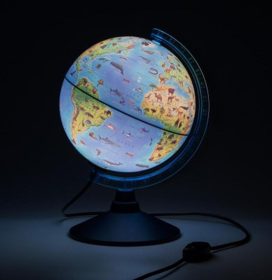 Интерактивный глобус GLOBEN INT12100296 зоогеографический детский с подсветкой 210 мм с очками VR