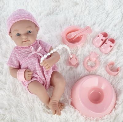 Пупс "Pure Baby" в розовом комбинезоне и шапочке, 35 см, с аксессуарами, в коробке