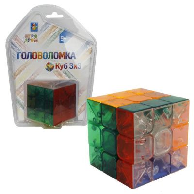 1toy Головоломка "Куб 3х3 с прозрачными гранями"5,5см, блистер 14х19,5см