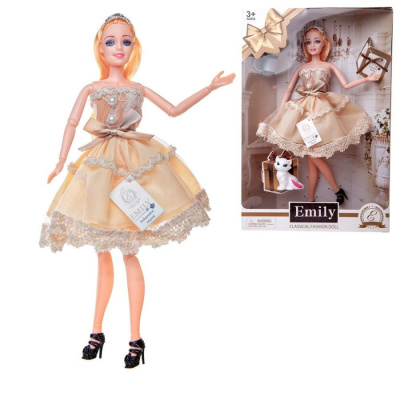 Кукла "Emily. Золотая серия" с белым котенком и аксессуарами, 30 см