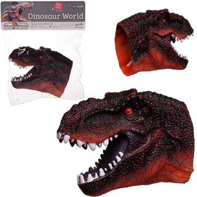 Игрушка на руку "Голова динозавра зубастая", коричневая, в пакете