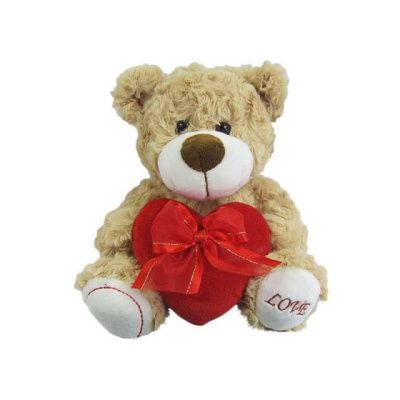 Медведь коричневый с сердцем "Love" 18 см, игрушка мягкая