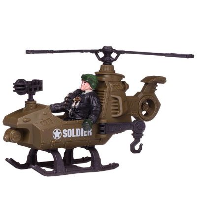 Боевая сила. Набор военной техники: патрульный катер, вертолет, мотоцикл, 3 фигурки солдат, аксес-ры