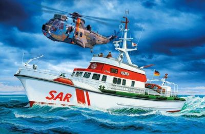Подарочный набор Поисково-спасательное судно SAR Set - DGzRS Arkona + транспортный вертолёт Westland
