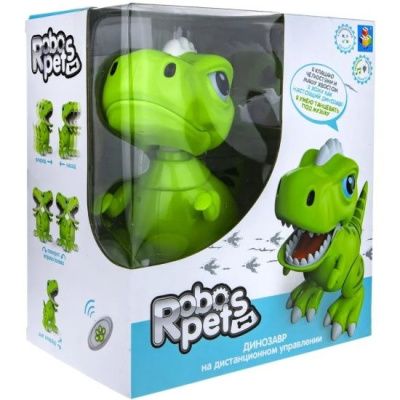 1TOY игрушка интерактивная Robo Pets Динозавр Т-РЕКС зеленый (4*ААА бат. не входят в комплект), ИК п