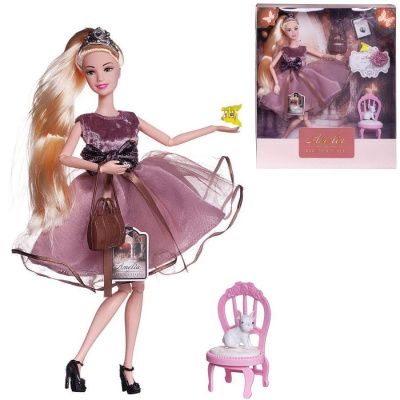 Кукла "Amelia. Королевский прием" с диадемой, в розовом блестящем платье с воздушной юбкой, 30 см