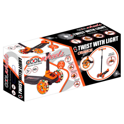 FR58918 Самокат детский Cool Wheels трехколесный со светящимися колесами, модель "Twist with light",