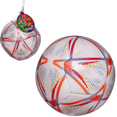 Мяч футбольный с бордово-оранжевыми полосками (22-23 см)