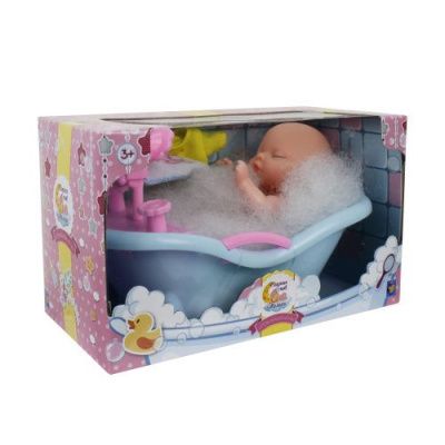 1 toy Пупсик в ванной с одеждой и аксессуарами, прозрачная коробка