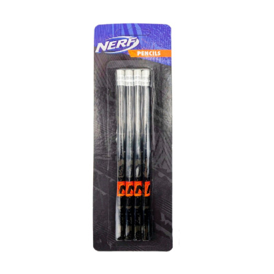 06300700471018100-17 Канцелярский набор NERF: пенал (мягкий), 4 простых карандаша, твердый ластик