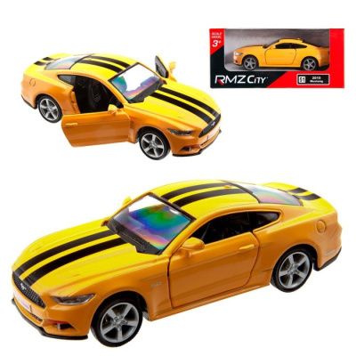 Машина металлическая RMZ City 1:32 Ford 2015 Mustang with Strip инерционная, цвет желтый