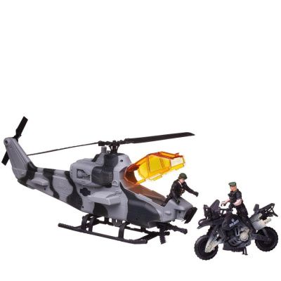 Боевая сила. Набор военной техники: вертолет, мотоцикл, 2 фигурки солдат, аксессуары