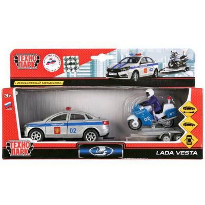 Машинка Технопарк LADA VESTA Полиция и мотоцикл
