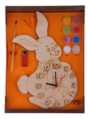Часы с циферблатом под роспись "Зайка" с красками