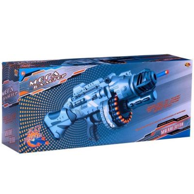 Мегабластер Бластер серо-голубой с 40 мягкими пулями, в коробке