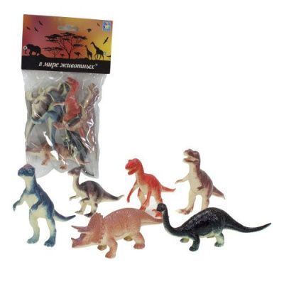1toy"В мире животных" Набор игрушечных динозавров 6 шт х 10 см 