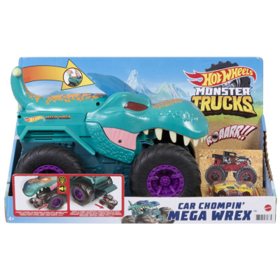 GYL13 Игровой набор Hot Wheels Автовоз Монстр Трак - Хищный Мега Рекс, в наборе с машинкой 1:64