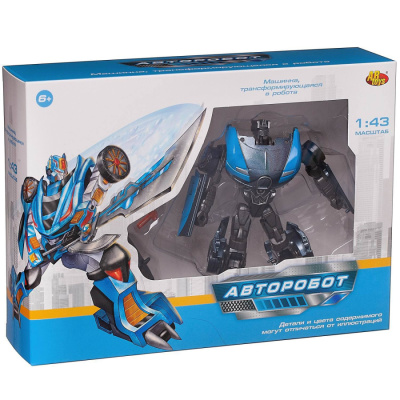 Робот-трансформер "Авторобот" 1:43, черно-голубой, в коробке