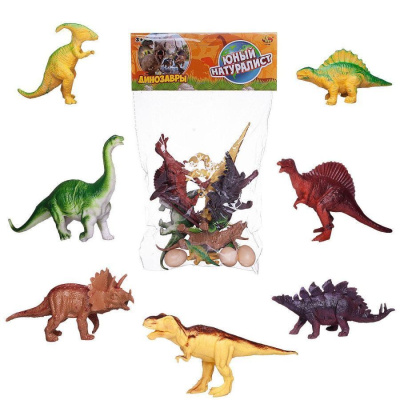 Юный натуралист. Фигурки динозавров, 7 штук, с аксесcуарами