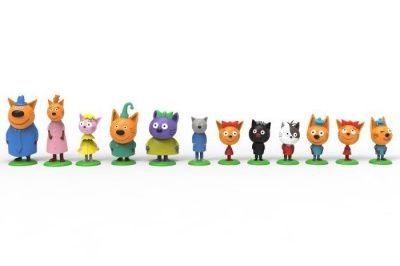 1toy Три кота игрушки пласт. фигурки на подставке 12 видов 4-6,5 см, слепой пакетик