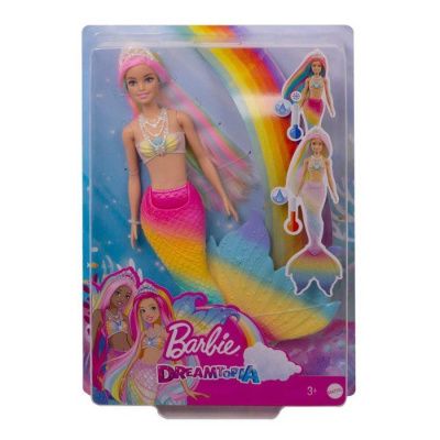 Barbie Кукла русалочка меняющая цвет с разноцветными волосами