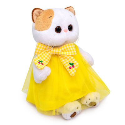 Мягкая игрушка BUDI BASA Кошка Ли-Ли в желтом платье с бантом 27 см