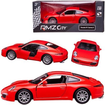 Машина металлическая RMZ City 1:32 Porsche 911 Carrea S, инерционная, красный цвет