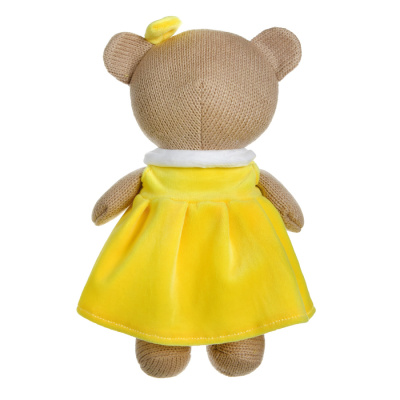 Knitted. Мишка девочка вязаная, 22см в желтом платьице