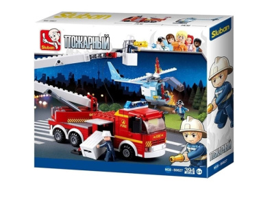 Конструктор Sluban серия Пожарный Пожарная машина на тушении вертолета, 394 детали