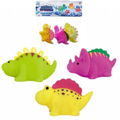 Веселое купание. Набор игрушек для ванны, 3 предмета (динозаврики: зеленый, желтый, розовый)