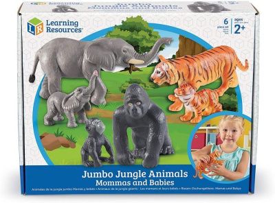 LER0839 Развивающая игрушка «Животные джунглей. Мамы и малыши» (6 элементов)