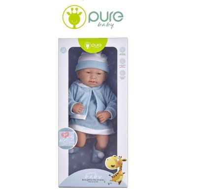 Пупс "Pure Baby" в кофточке, платье и шапочке, 35 см, в коробке