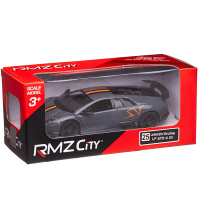 Машина металлическая RMZ City 1:32 Lamborghini LP670-4 Murcielago, инерционная, серый цвет, полоса 
