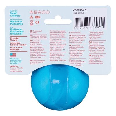 West Paw Zogoflex игрушка для собак мячик Jive S 6,6 см голубой