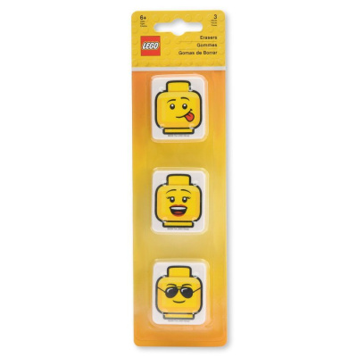 51142 Набор ластиков LEGO (3 шт., цвет: желтый) LEGO iconic (смайлик)