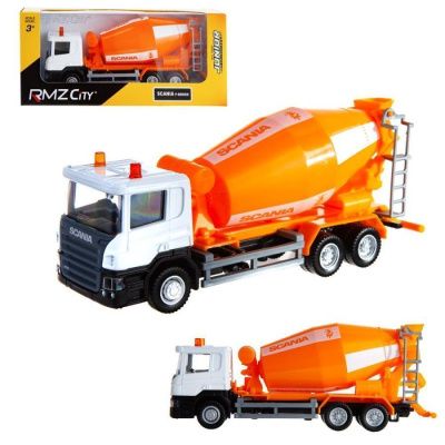 Машина металлическая RMZ City 1:64 Бетономешалка Scania, без механизмов, цвет оранжевый