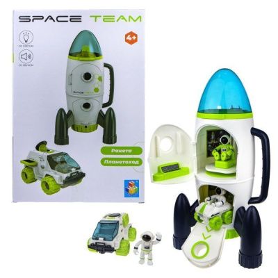 1TOY SPACE TEAM 3 в 1 Космический набор (ракета, фрикц. маш., квадроцикл, 3 космонавта, свет и звук)