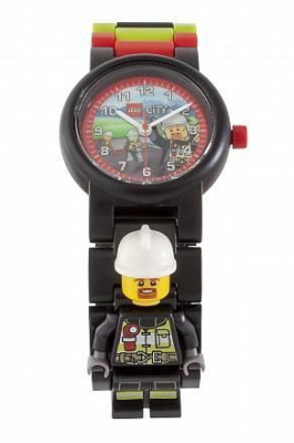 8021209 Часы наручные аналоговые LEGO City (Лего Сити) с минифигурой Fireman (Пожарный)  на ремешке