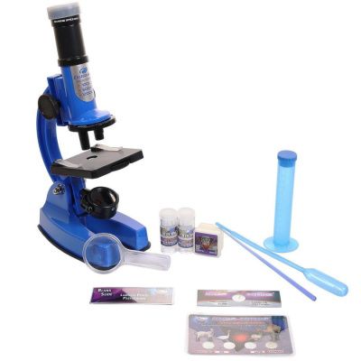 Набор для опытов EASTCOLIGHT с микроскопом в чемоданчике, синий, с увеличением 100x600x1200х 