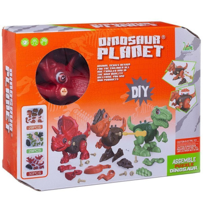 Динозаврик-конструктор в наборе с отверткой (красный), в коробке