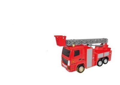 Машинка 1:18 "Пожарная машина с серой лестницей" пластмассовая, инерционная, свет, звук
