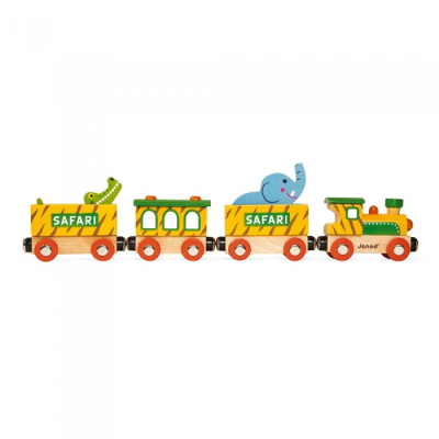Поезд на магнитах с деревянными фигурками "Сафари"