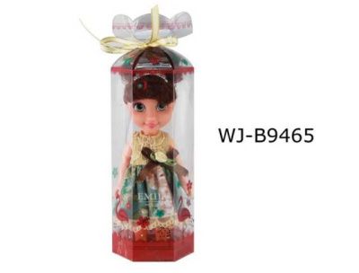 Кукла-мини "Emily" в прозрачной коробочке (темные волосы, двухцветное платье), 16,5 см