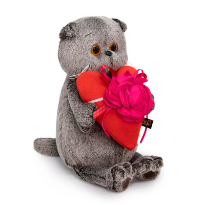 Мягкая игрушка BUDI BASA Ks25-237 Басик и сердце с цветком 25 см