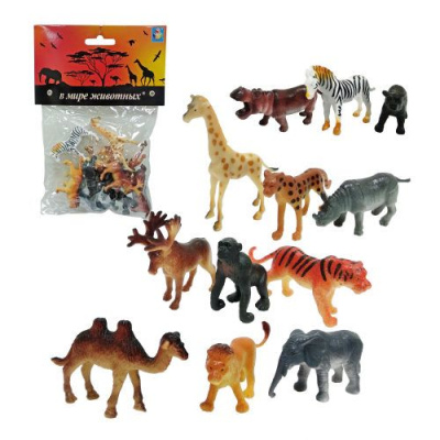 1toy "В мире животных" Набор игрушечных животных 12 шт х 5 см 